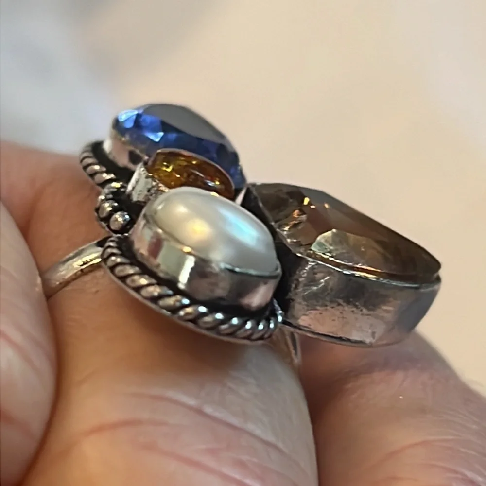 #369 Amethyst, Amber, Pearl Handcrafted Ring 💍 Size 9 NWOT - Picture 8 of 15